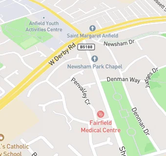 map for Fairfield Medical Centre