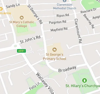 map for St George's Primary School