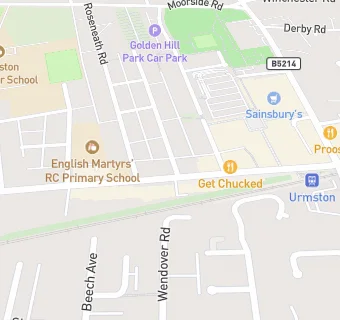 map for The Three Barrels (Urmston)