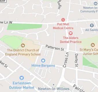 map for Newton-Le-Willows Nursery School