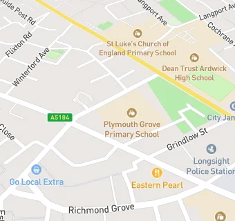 map for Plymouth Grove Primary School