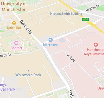 map for Manchester Royal Eye Starbucks City Labs