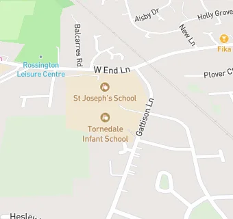 map for Rossington Tornedale Infant School