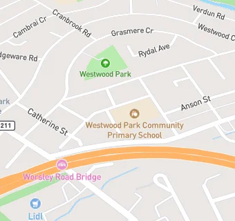 map for Westwood Park Community Primary School