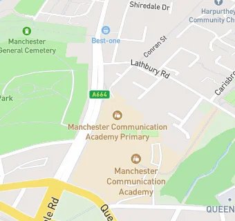 map for Manchester Communication Primary Academy