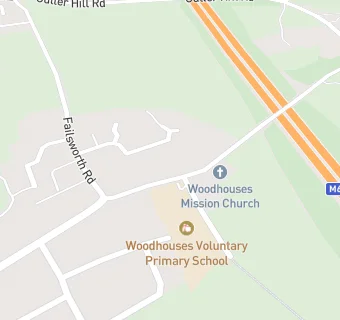 map for Woodhouses VC Primary School