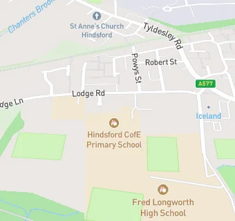 map for Hindsford CofE Primary School