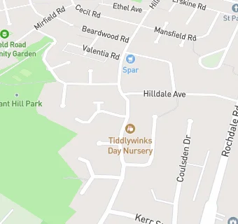 map for Tiddleywinks Day Nursery