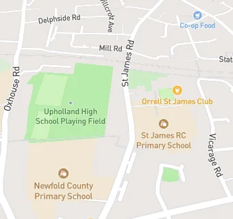 map for St James' Catholic Primary School Orrell