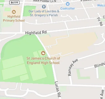 map for St James's Church of England High School