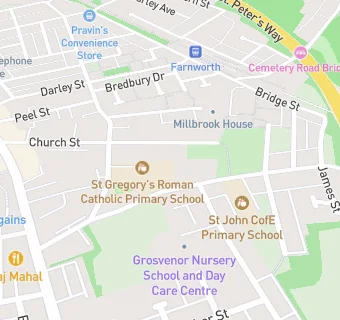 map for St Gregory's RC Primary School, Farnworth, Bolton