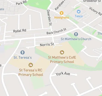 map for St Matthews C.P School