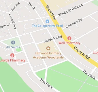 map for Outwood Primary Academy Woodlands