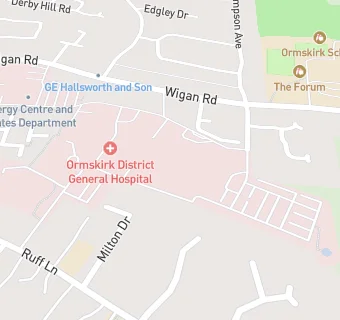 map for Ormskirk General Hospital