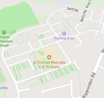 map for St Thomas Moorside C.E. (VA) School