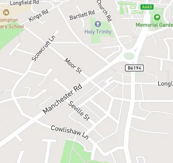 map for Shaw Comrades Social Club