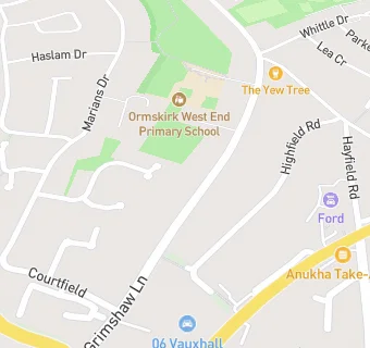 map for Ormskirk West End Primary School