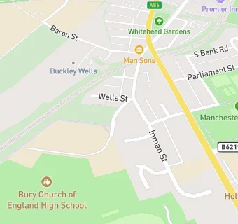 map for Bury Church C.E High School