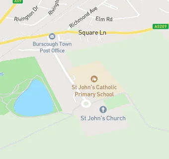 map for St John's Catholic Primary School, Burscough