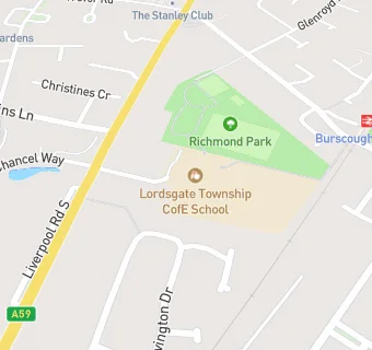 map for Burscough Lordsgate Township Church of England Primary School