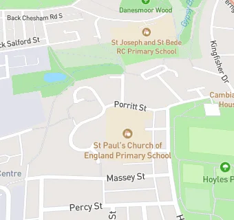 map for St Paul's Church of England Primary School, Bury