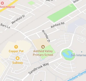 map for Ashfield Valley Primary School