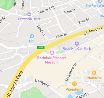 map for Rochdale Pioneers Museum