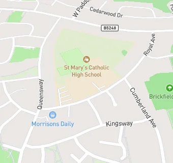 map for St Mary's Catholic High School