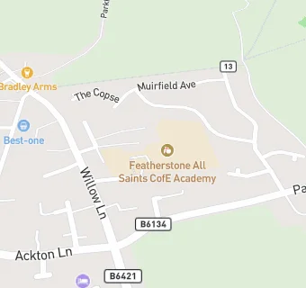 map for Featherstone All Saints CofE Academy