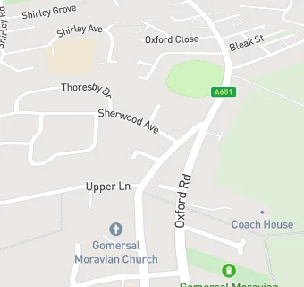 map for Gomersal Moravian Church