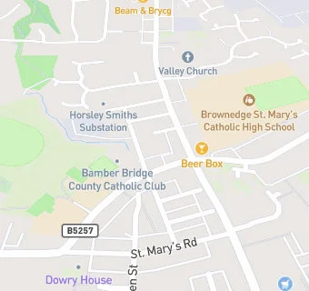 map for Bamber Bridge and County Catholic Men's Club