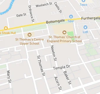 map for Blackburn St Thomas' Church of England Primary School