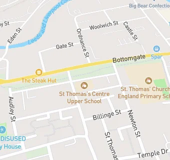 map for St Thomas's Centre - pupil referral unit
