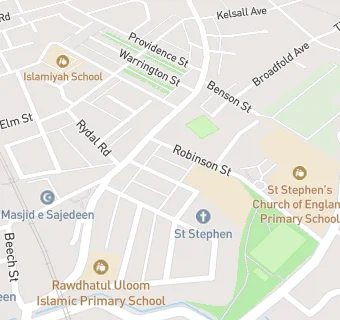 map for St Stephens's Church of England Infant School Blackburn