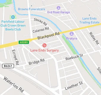 map for Lane Ends Surgery