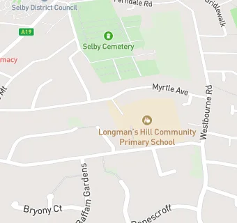 map for Selby, Longman's Hill Community Primary School