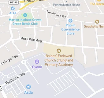 map for Blackpool Baines Endowed Church of England Voluntary Aided Primary School