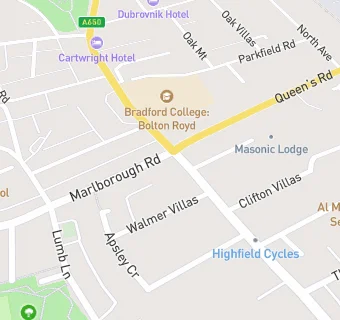 map for Manningham Lane Dental Practice