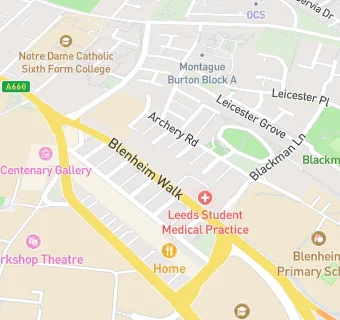 map for Leeds Student Medical Practice