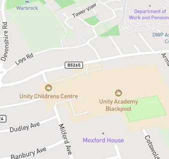 map for Unity College Blackpool