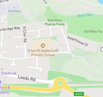 map for Otley All Saints' Church of England Voluntary Controlled Infant School