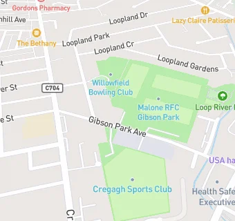 map for Malone Rugby Football Club