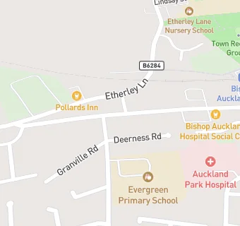 map for Bishop Auckland Hospital Social Club