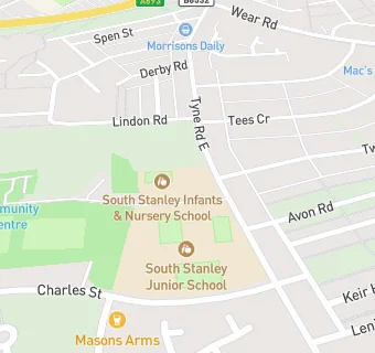 map for South Stanley Infant and Nursery School