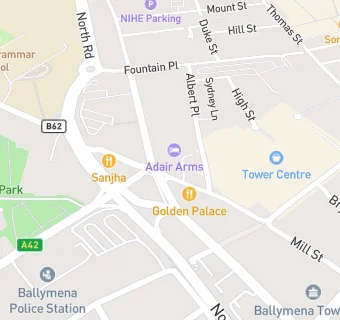 map for Ballymena Masonic Hall