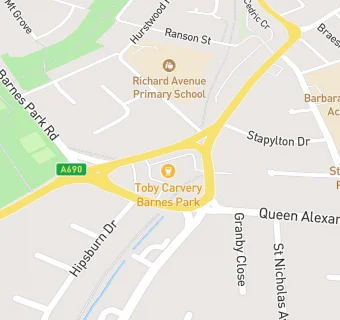 map for Toby Carvery Barnes Park