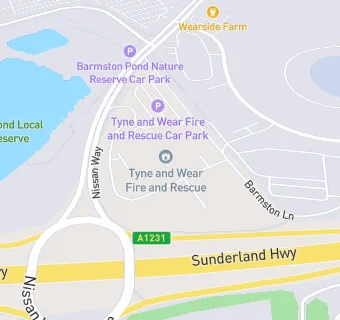 map for Tyne & Wear Fire Brigade Training Centre