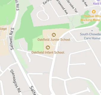 map for Oakfield Infant School