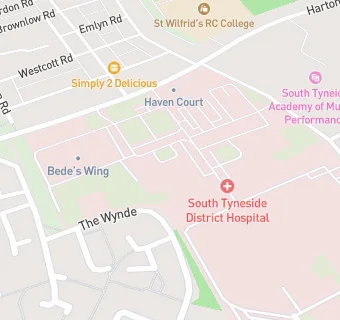 map for South Tyneside District Hospital