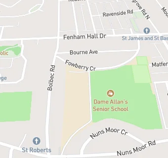 map for Dame Allan's Senior School